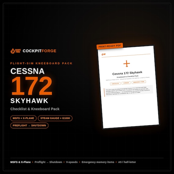Cessna 172 — Checklist & Kneeboard Pack