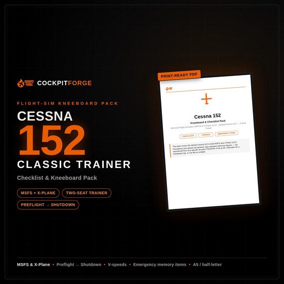 Cessna 152 — Checklist & Kneeboard Pack